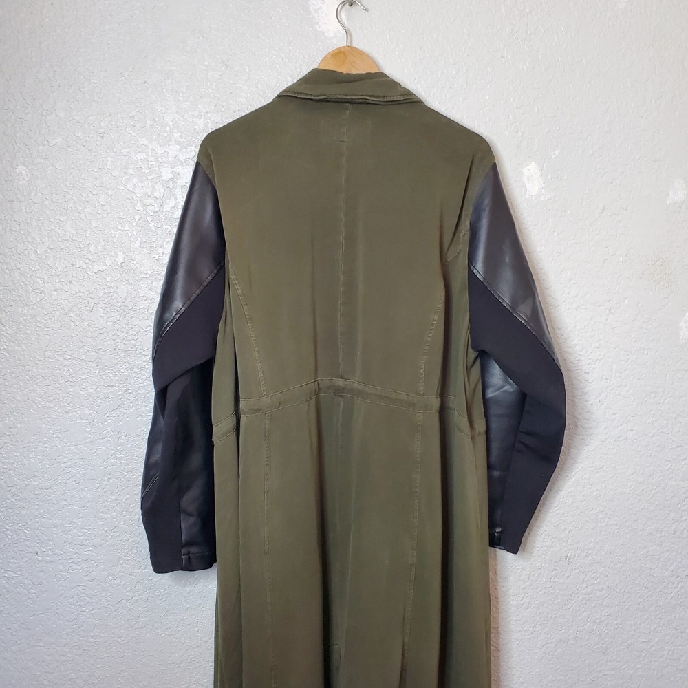 Torrid Anorak Jacket Twill Fabric Faux Leather Sleeves Dark Green Black Sz 3XL - Picture 12 of 16